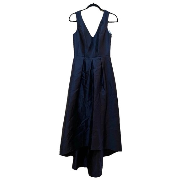 ALFRED SUNG Midnight Navy Sateen Twill High Low Cocktail Dress Gown Sz 4 NWOT - Picture 4 of 8